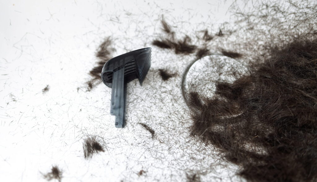 clipped hair and hair trimming guard